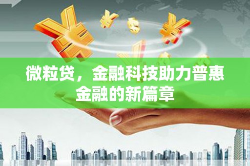 普格微粒贷，金融科技助力普惠金融的新篇章