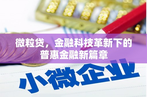 乾安微粒贷，金融科技革新下的普惠金融新篇章